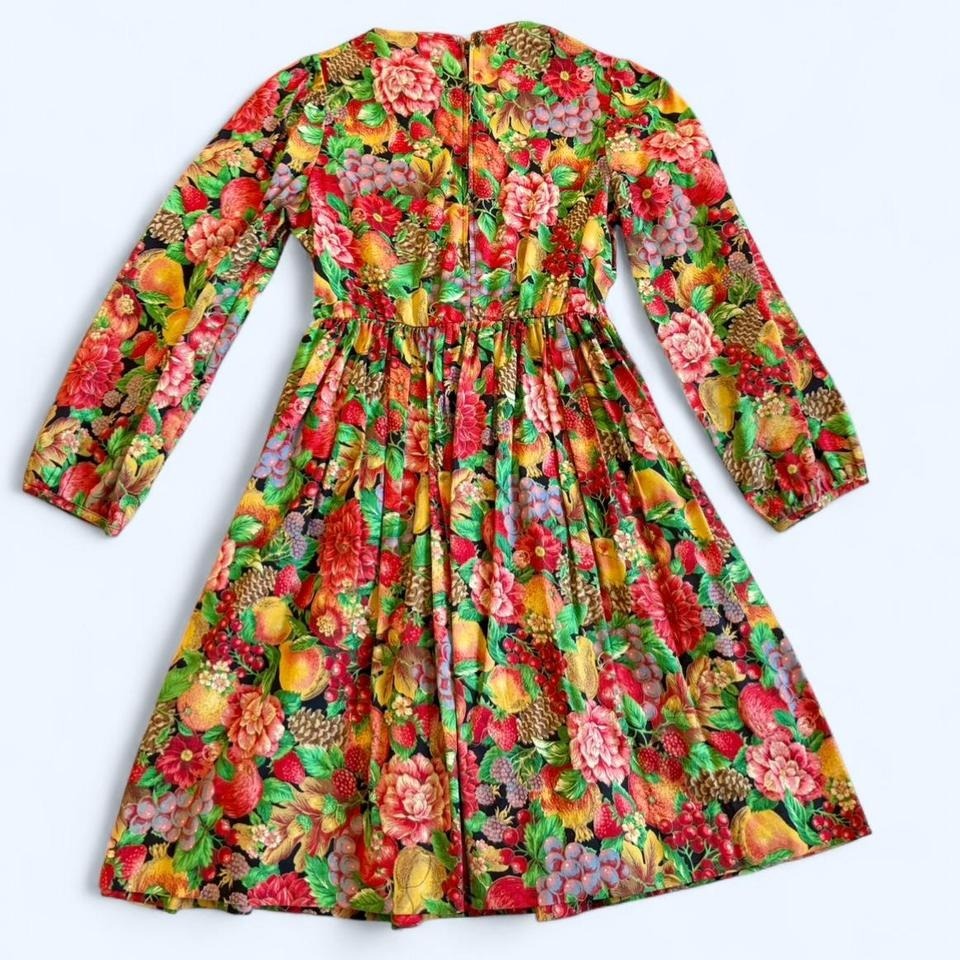 Vintage 70s Fruit Print A-Line Dress